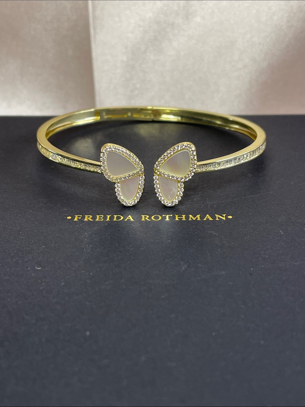 Freida Rothman VAULT Gold Butterfly MOP Open Cuff Bracelet - NWT $125 MSRP